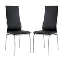 Sedia da pranzo, sedile in similpelle, gambe cromate, set da 2 - nero / bianco