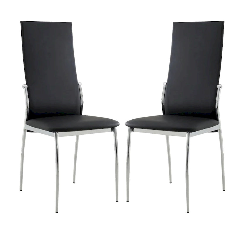 Sedia da pranzo, sedile in similpelle, gambe cromate, set da 2 - nero / bianco
