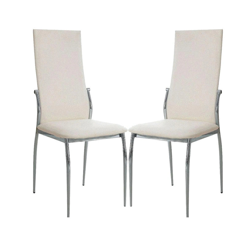 Sedia da pranzo, sedile in similpelle, gambe cromate, set da 2 - nero / bianco
