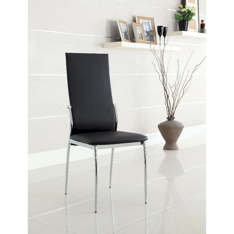 Sedia da pranzo, sedile in similpelle, gambe cromate, set da 2 - nero / bianco