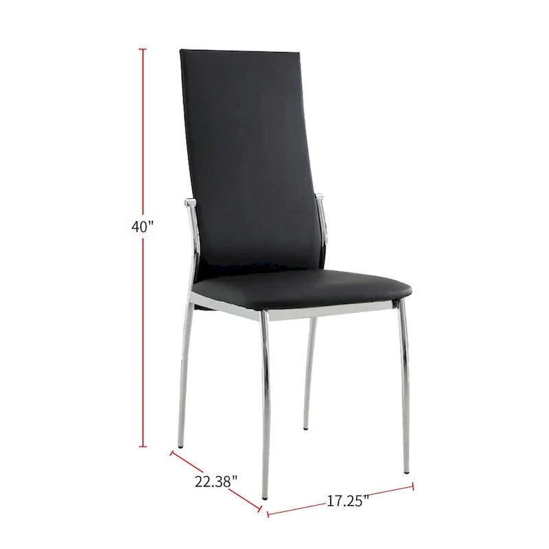 Sedia da pranzo, sedile in similpelle, gambe cromate, set da 2 - nero / bianco