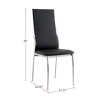 Sedia da pranzo, sedile in similpelle, gambe cromate, set da 2 - nero / bianco