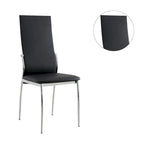 Sedia da pranzo, sedile in similpelle, gambe cromate, set da 2 - nero / bianco