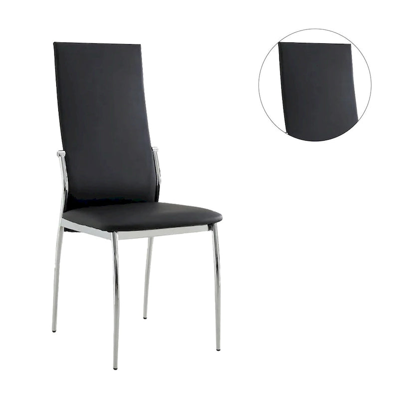 Sedia da pranzo, sedile in similpelle, gambe cromate, set da 2 - nero / bianco