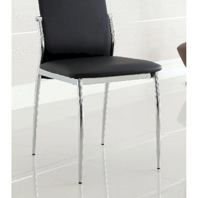 Sedia da pranzo, sedile in similpelle, gambe cromate, set da 2 - nero / bianco