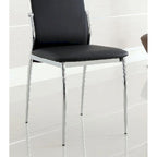 Sedia da pranzo, sedile in similpelle, gambe cromate, set da 2 - nero / bianco