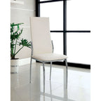 Sedia da pranzo, sedile in similpelle, gambe cromate, set da 2 - nero / bianco