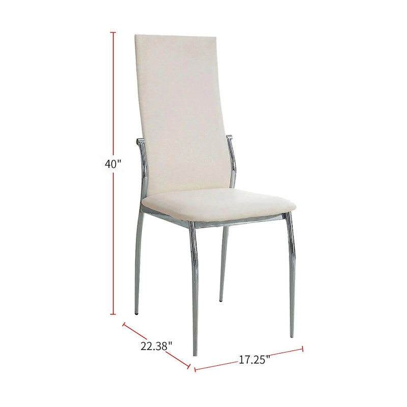 Sedia da pranzo, sedile in similpelle, gambe cromate, set da 2 - nero / bianco