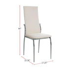 Sedia da pranzo, sedile in similpelle, gambe cromate, set da 2 - nero / bianco