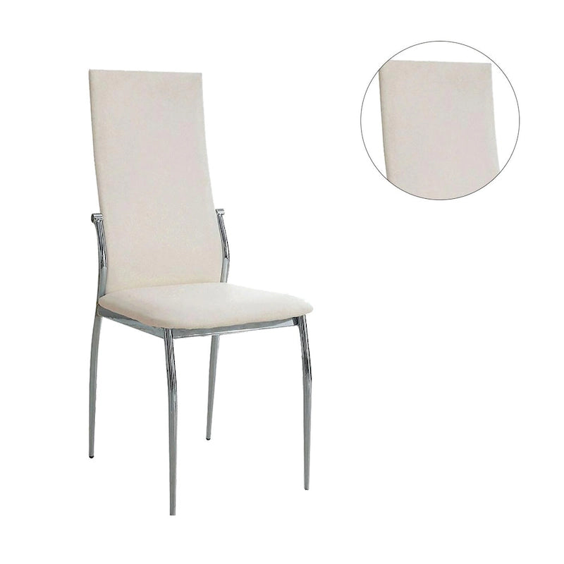 Sedia da pranzo, sedile in similpelle, gambe cromate, set da 2 - nero / bianco