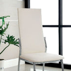 Sedia da pranzo, sedile in similpelle, gambe cromate, set da 2 - nero / bianco