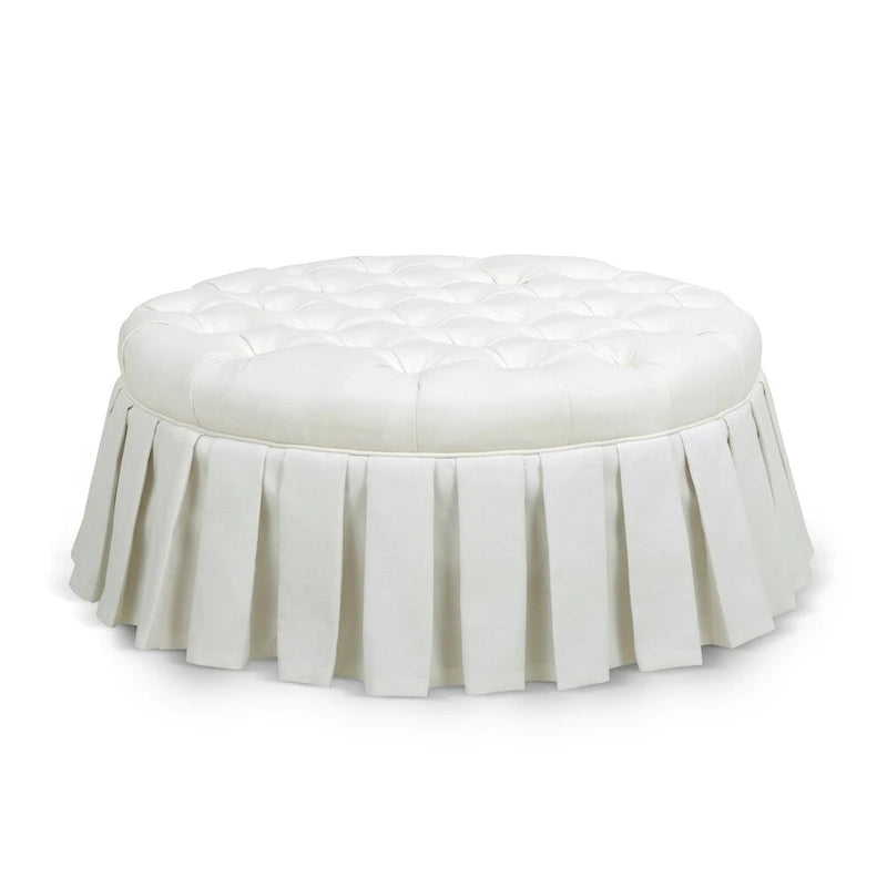 Pouf da cocktail trapuntato con gonna plissettata – Blu notte / Bianco antico, 1 posto