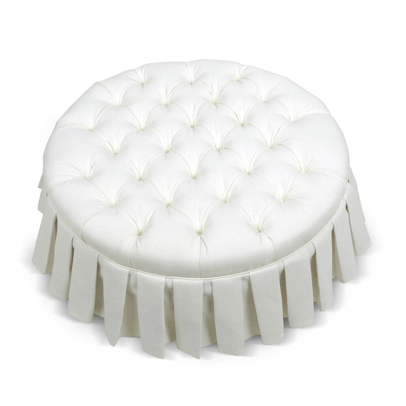 Pouf da cocktail trapuntato con gonna plissettata – Blu notte / Bianco antico, 1 posto