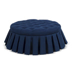 Pouf da cocktail trapuntato con gonna plissettata – Blu notte / Bianco antico, 1 posto