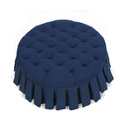 Pouf da cocktail trapuntato con gonna plissettata – Blu notte / Bianco antico, 1 posto