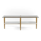 Tavolino da Caffè Mid-Century in Ottone / Bronzo Annerito / Finto Marmo Ottone