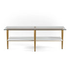 Tavolino da Caffè Mid-Century in Ottone / Bronzo Annerito / Finto Marmo Ottone