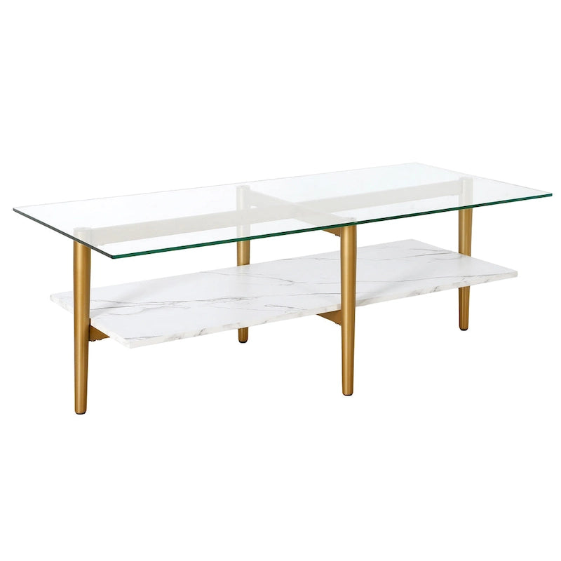 Tavolino da Caffè Mid-Century in Ottone / Bronzo Annerito / Finto Marmo Ottone