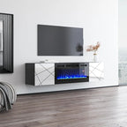 Mobile TV con camino elettrico moderno grigio/bianco e bianco, adatto per TV fino a 70 pollici