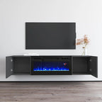 Mobile TV con camino elettrico moderno grigio/bianco e bianco, adatto per TV fino a 70 pollici