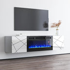 Mobile TV con camino elettrico moderno grigio/bianco e bianco, adatto per TV fino a 70 pollici