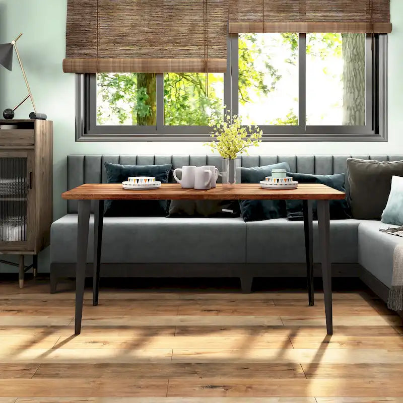 Tavolo da pranzo moderno metà secolo rovere grigio / scuro – Posti fino a 6