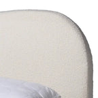 Letto a piattaforma in bouclé bianco sporco stile Mid-Century, Queen, 1 piazza