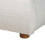 Letto a piattaforma in bouclé bianco sporco stile Mid-Century, Queen, 1 piazza