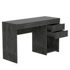 Scrivania da studio con 2 cassetti e ripiano aperto, per una persona, rovere affumicato / nero / grigio chiaro