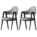 Modern Leather Curved Open Back Arm Dining Chair