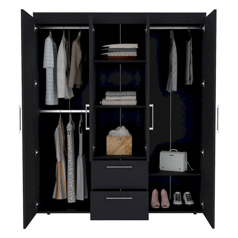 Bariloche Kleiderschrank mit Kleiderstangen, Regalen und 2 Schubladen
