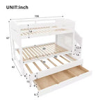 Whisen Twin XL Bunk Bed Frame with Trundle, Bunk Bed with Storage, Bunk Bed with Solid Wood, Storage Staircase, Wardrobe, 3Drawer, for Kids