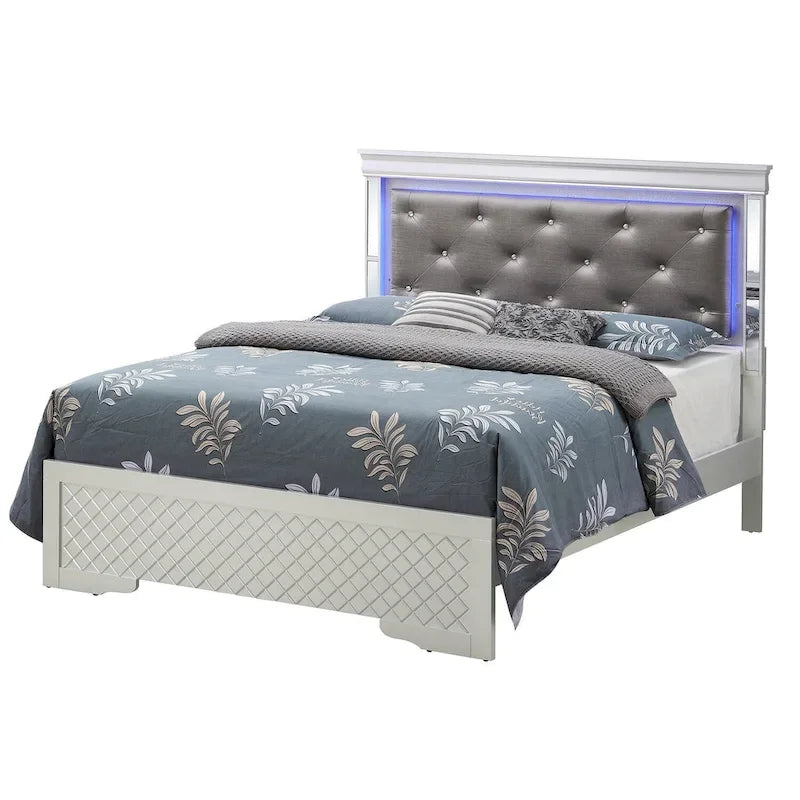 Letto matrimoniale, Argento Champagne / Nero Metallizzato, Per 1-2 Persone