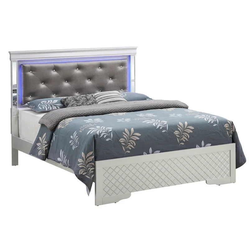 Letto matrimoniale, Argento Champagne / Nero Metallizzato, Per 1-2 Persone