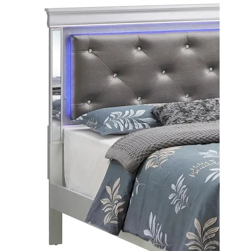 Letto matrimoniale, Argento Champagne / Nero Metallizzato, Per 1-2 Persone