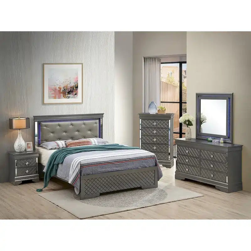 Letto matrimoniale, Argento Champagne / Nero Metallizzato, Per 1-2 Persone