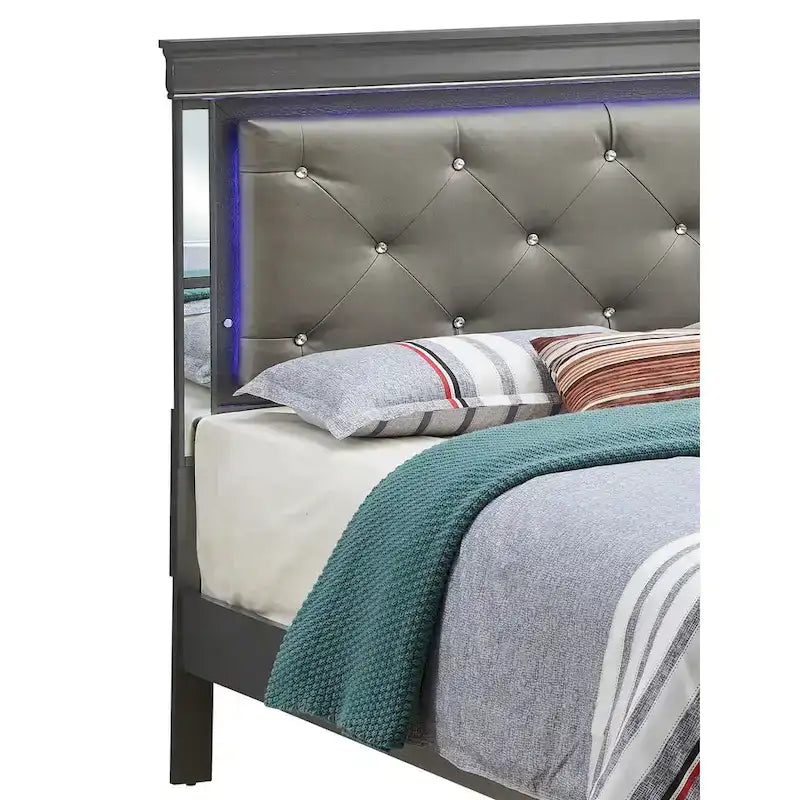 Letto matrimoniale, Argento Champagne / Nero Metallizzato, Per 1-2 Persone