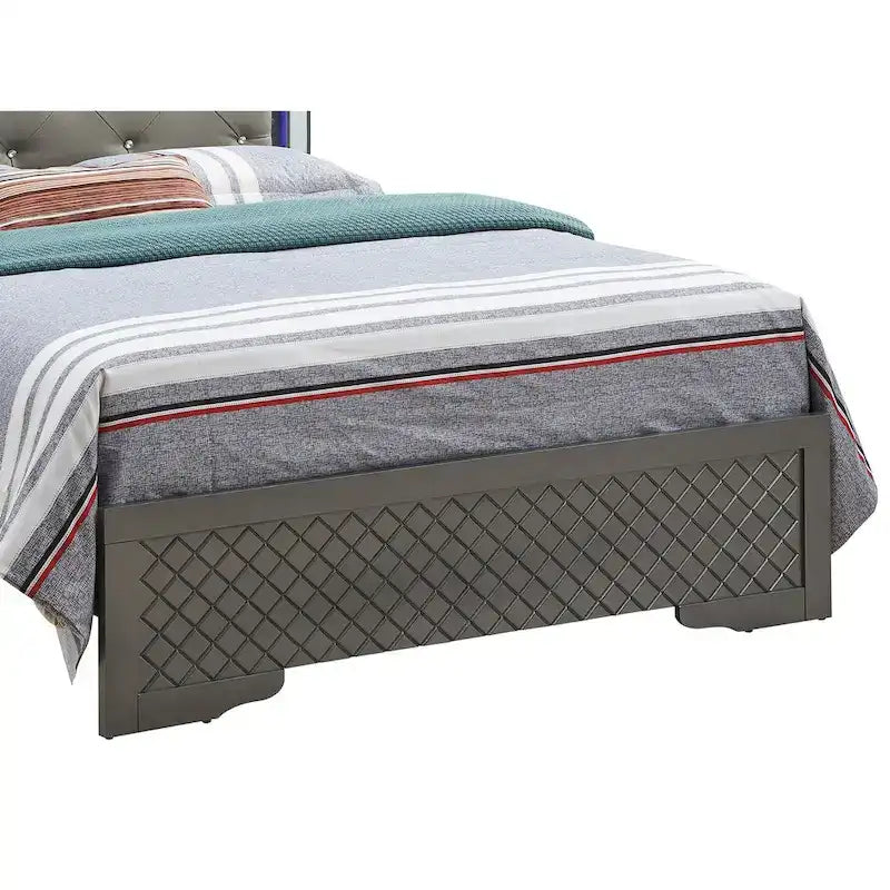 Letto matrimoniale, Argento Champagne / Nero Metallizzato, Per 1-2 Persone