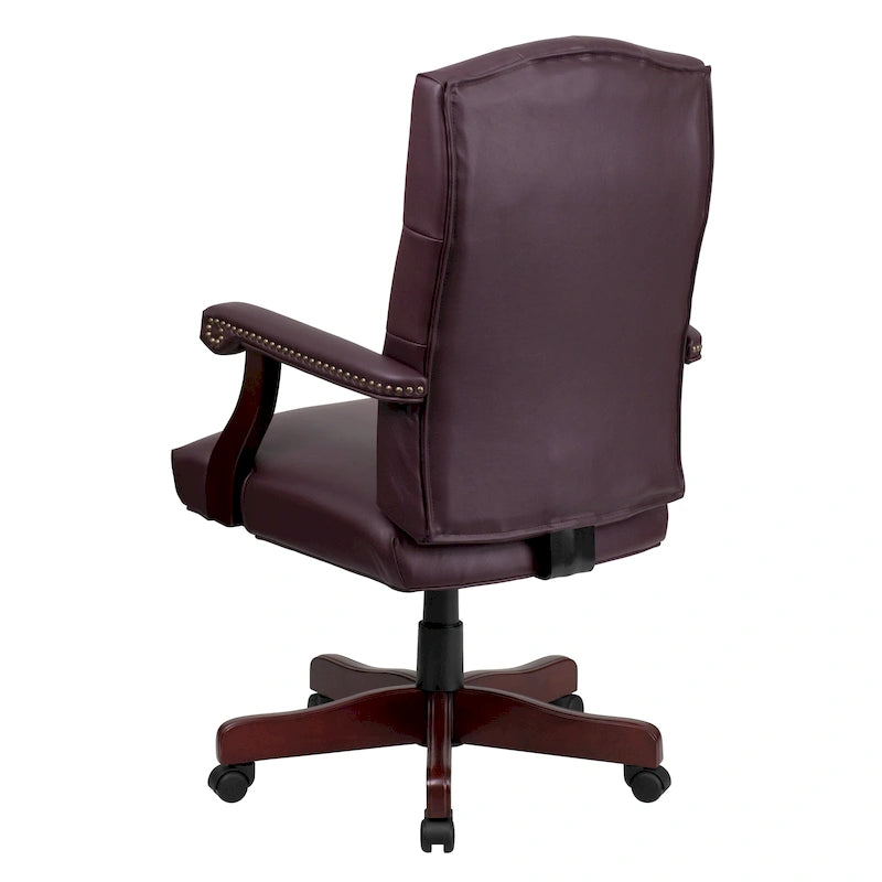 Sedia direzionale girevole da ufficio in pelle "LeatherSoft" bordeaux con braccioli, 1 posto