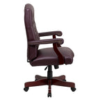 Sedia direzionale girevole da ufficio in pelle "LeatherSoft" bordeaux con braccioli, 1 posto