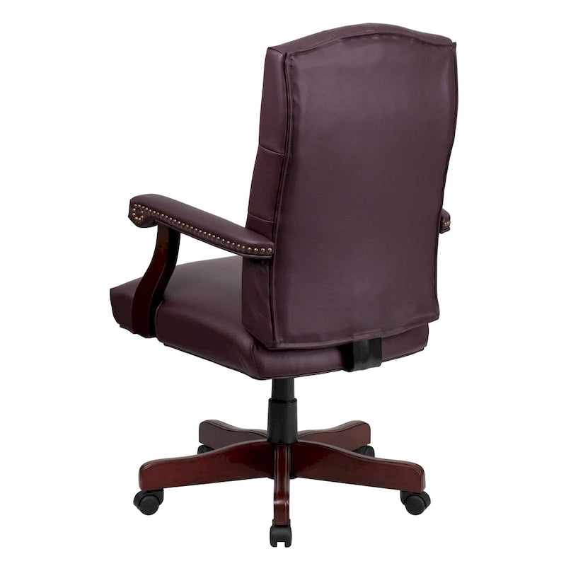 Sedia direzionale girevole da ufficio in pelle "LeatherSoft" bordeaux con braccioli, 1 posto