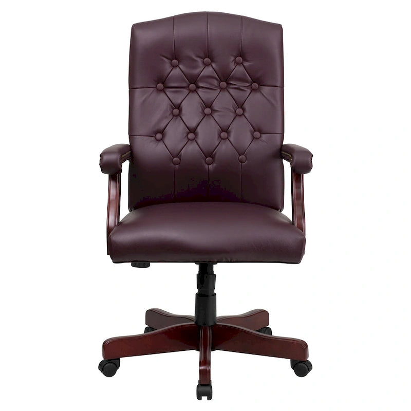 Sedia direzionale girevole da ufficio in pelle "LeatherSoft" bordeaux con braccioli, 1 posto