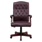 Sedia direzionale girevole da ufficio in pelle "LeatherSoft" bordeaux con braccioli, 1 posto
