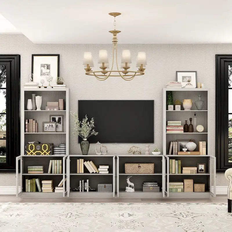Mobile TV con Vetrina in Legno Grigio