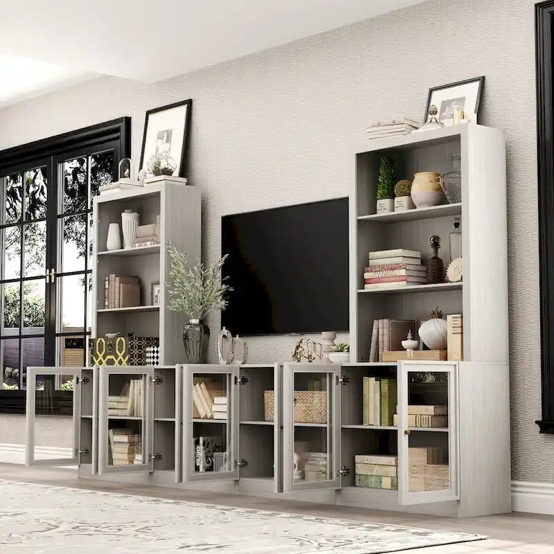 Mobile TV con Vetrina in Legno Grigio