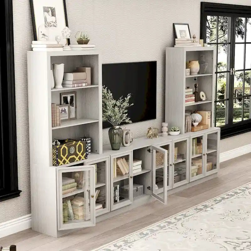 Mobile TV con Vetrina in Legno Grigio