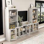 Mobile TV con Vetrina in Legno Grigio