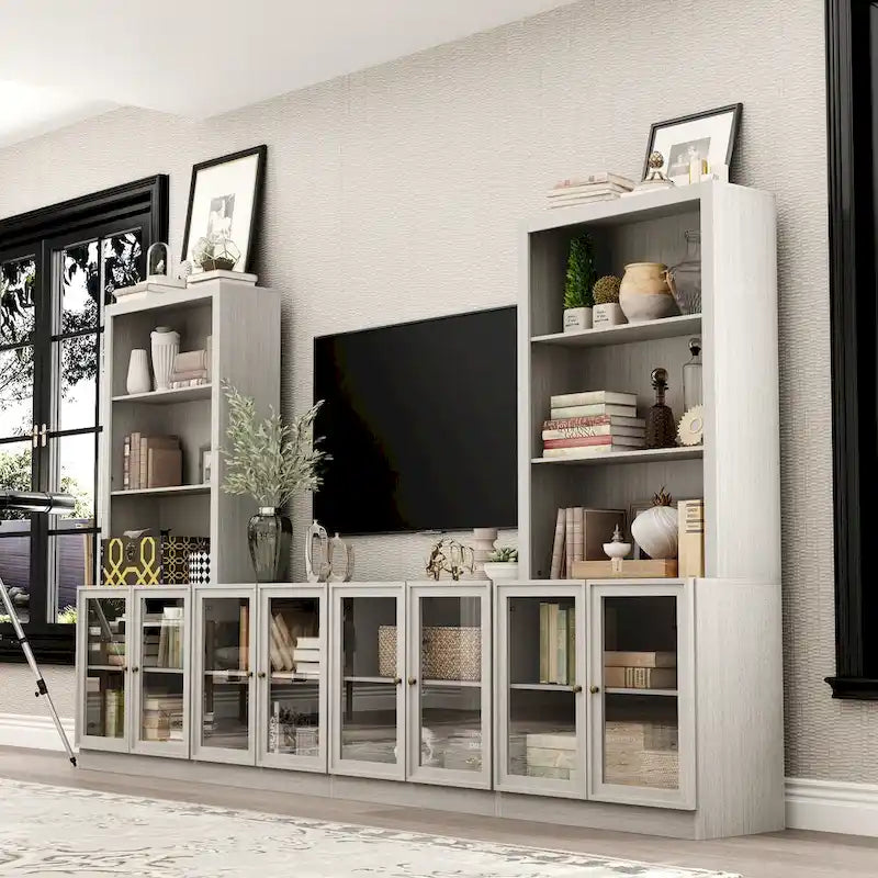 Mobile TV con Vetrina in Legno Grigio