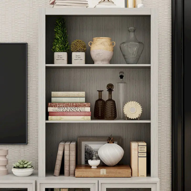 Mobile TV con Vetrina in Legno Grigio