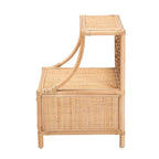Comodino a 1 cassetto in rattan naturale marrone